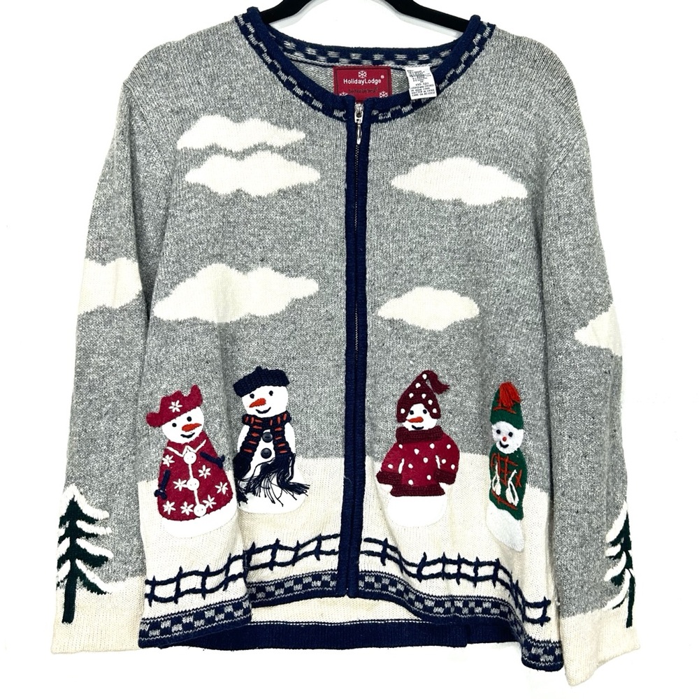 UGLY CHRISTMAS SWEATER zip up snowman Christmas sweater X7